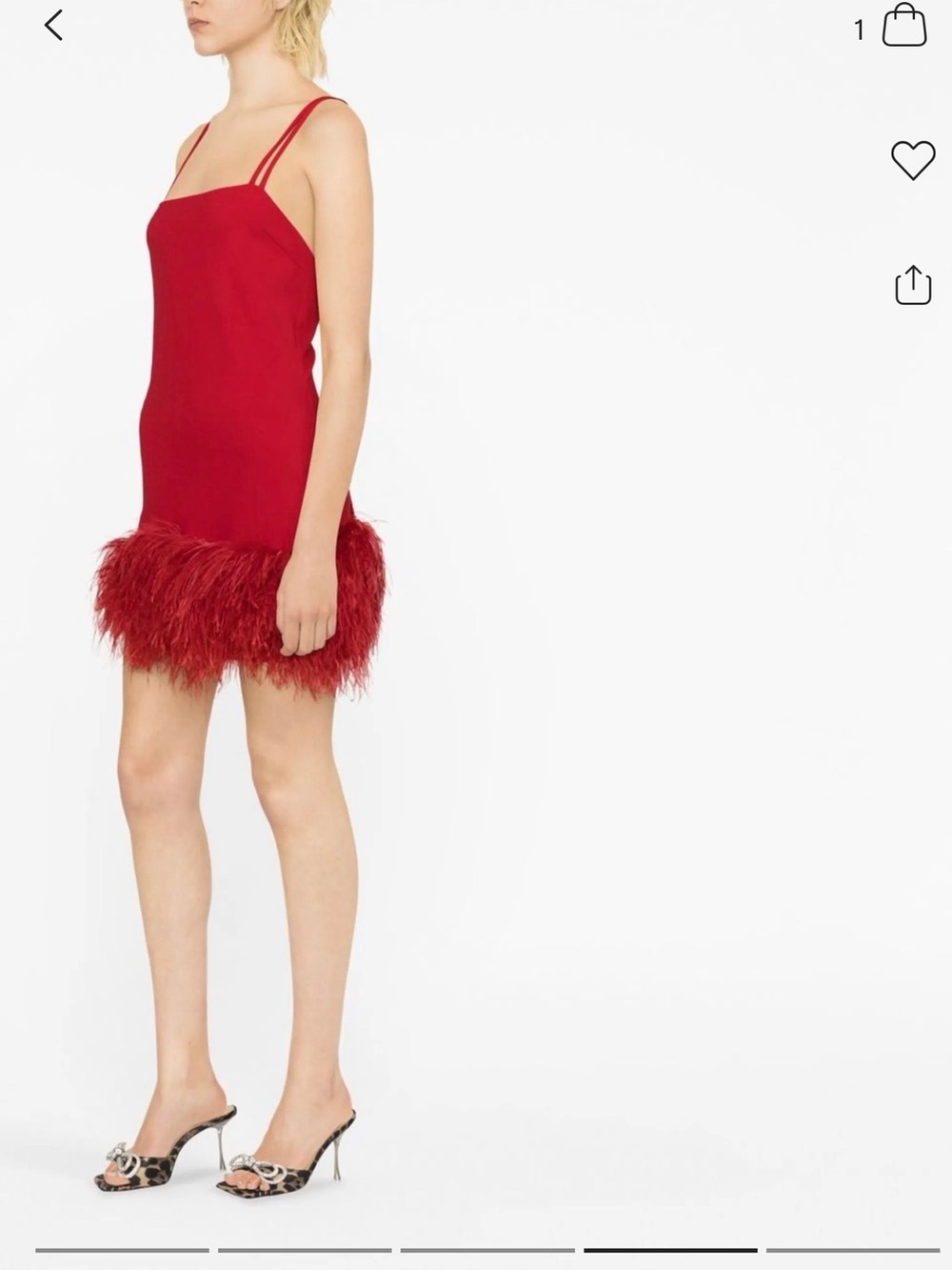 The Attico Red Feather-Trim Mini Dress - Picture 3 of 8